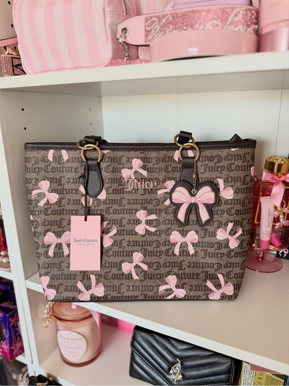 Juicy Couture “Simply Sweet” Coquette Signature Tote with Pink Bow Accents